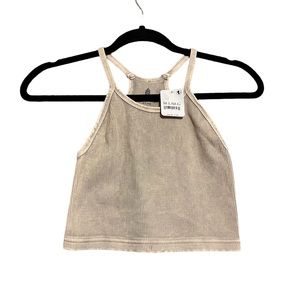 FP Movement by Free People Striped Crop Top - Cream and Brown